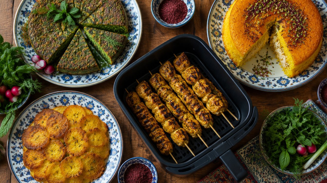 ۱۰ غذای ایرانی که در سرخکن بدون روغن عالی میشود — با زمان و دما